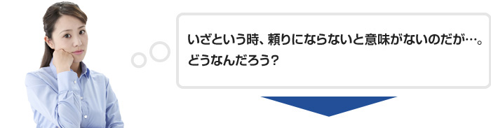 いざという時、頼りにならないと意味がないのだが…。どうなんだろう?