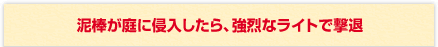 泥棒が庭に侵入したら、強烈なライトで撃退