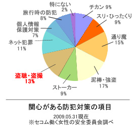 関心がある防犯対策の項目