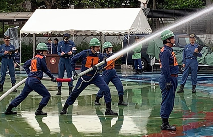 写真:2019年の杉並消防団消防操法大会で優勝