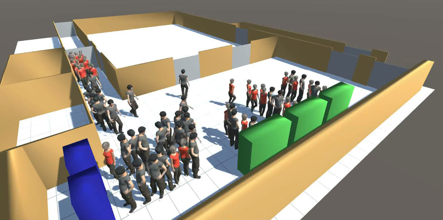 図：シアター入口での人の動きのシミュレーション