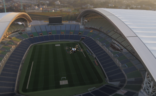 スタジアム上空のドローンイメージ