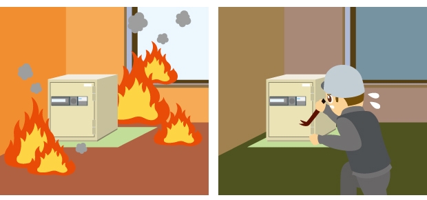 「耐火金庫」と「防盗金庫」