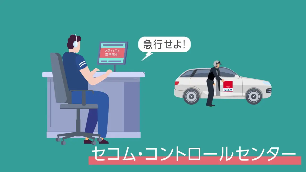 異常信号を受けたコントロールセンターは緊急対処員に急行を指示します。