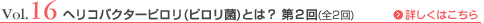 Vol.16 ヘリコバクターピロリ（ピロリ菌）とは？ 第2回（全2回）