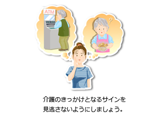 介護のきっかけとなるサインを見逃さないようにしましょう。