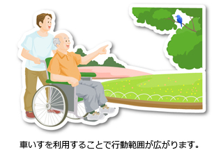 車いすを利用することで行動範囲が広がります。