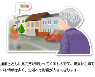 加齢とともに見え方が変わってくるものです。視覚から得ている情報は多く、生活への影響が大きくなります。