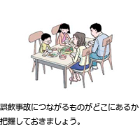 誤飲事故につながるものがどこにあるか把握しておきましょう。