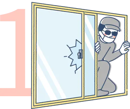 イラスト：不審者が家屋へ侵入する様子