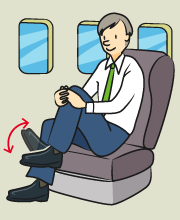 機内でも積極的に足の運動を