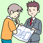 業者側からの書類を確認するのイラスト