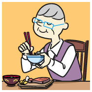 よくかんでゆっくり食べる