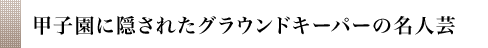 甲子園に隠されたグラウンドキーパーの名人芸