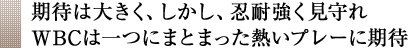 期待は大きく、しかし、忍耐強く見守れWBCは一つにまとまった熱いプレーに期待