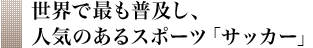 世界で最も普及し、人気のあるスポーツ「サッカー」