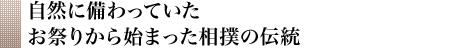 自然に備わっていたお祭りから始まった相撲の伝統