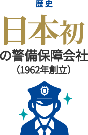図：歴史 日本初の警備保障会社（1962年創立）